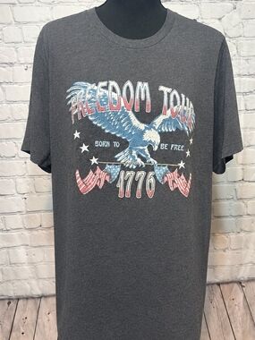 Bella Canvas Charcoal Freedom Tour 1776 Graphic Tee with Red, White & Blue Print